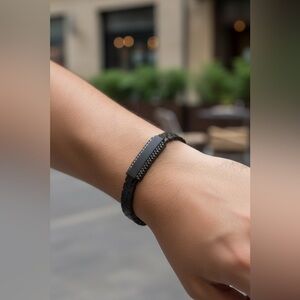 Swarovski Men's Black and Silver Bracelet